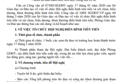 V/v hội nghị điển hình tiên tiến và xét chọn, biểu dương, khen thưởng điển hình tiên tiến